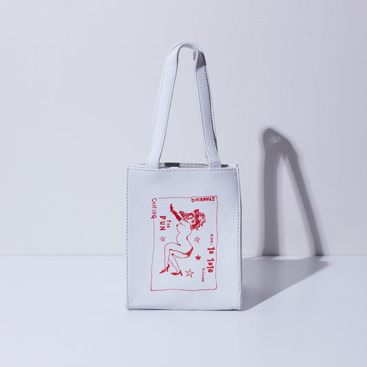 Sheepskin BOX BAG square <FOR FUN> White/Red