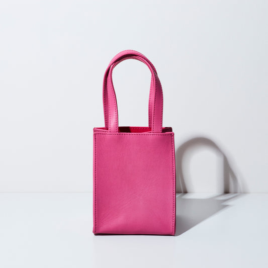 Sheepskin BOX BAG square - Fuschia Pink -