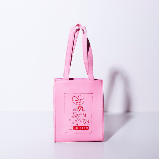 Sheepskin BOX BAG square <MESSY BABY> Pink/Red